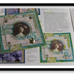 Vintage-Karte mit Porträt eines Mädchens, gestaltet von Petra Böttcher, veröffentlicht im Craft Stamper Magazin, Mai 2010. Collage mit Blumen, Ornamenten und nostalgischem Charme.