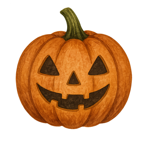 In Aquarelltechnik gezeichneter Halloweenkürbis.